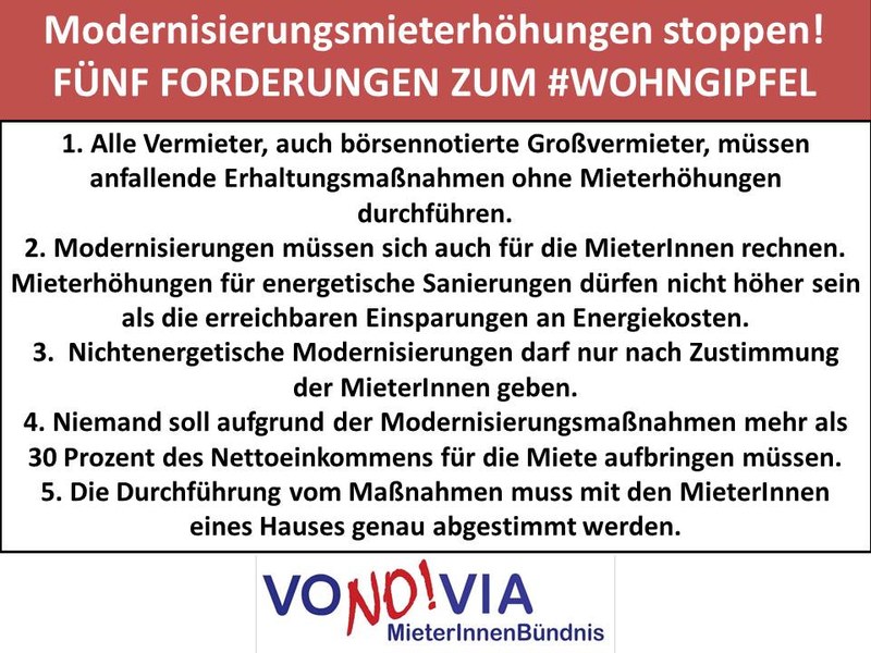 VoNO!via-MieterInnenbündnis fordert: Modernisierungs-Mieterhöhungen stoppen!