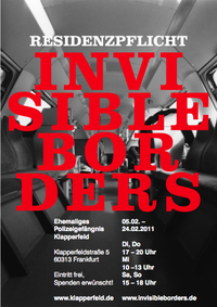Wanderausstellung »Residenzpflicht – Invisible Borders« vom 5. bis zum 24. Februar 2011 im Klapperfeld